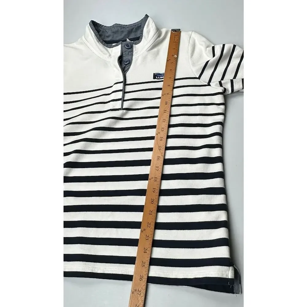 LL Bean Sweater Womens Extra Large White Navy Striped Rugby Soft Cotton Preppy - Picture 11 of 12